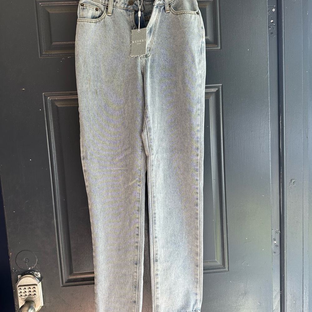Meshki Denim Straight Leg Jeans in Light Blue